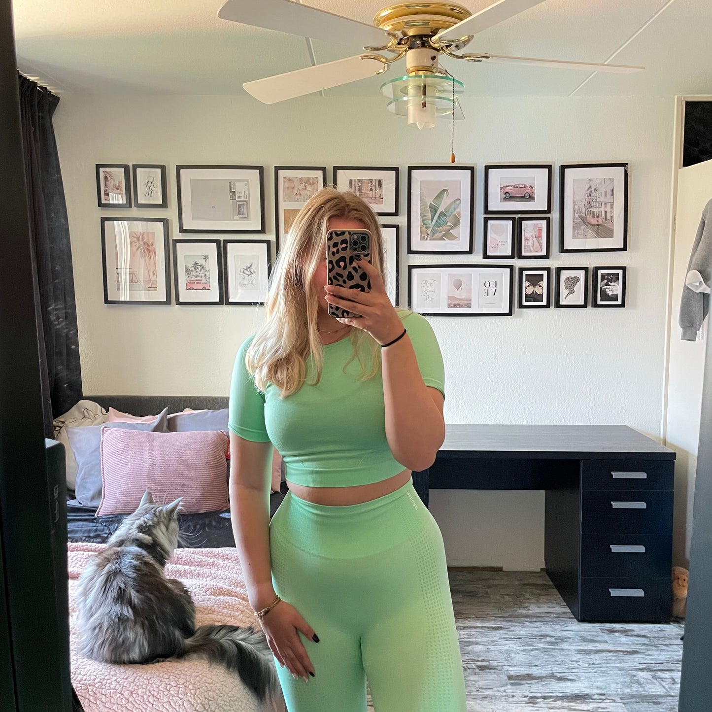 Seamless soft top kort - sea foam green